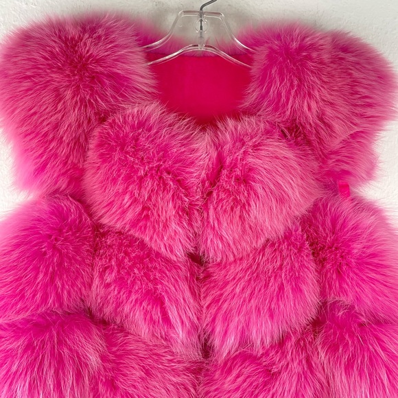 Genuine Fox Fur Pink Vest Jacket Size M/L - Picture 3 of 11